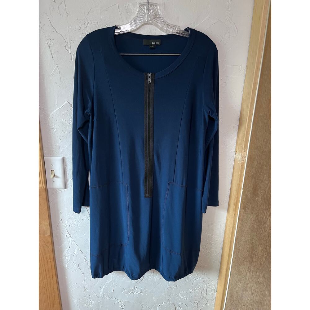 Sun Kim Blue Tunic‎ Top Sz S